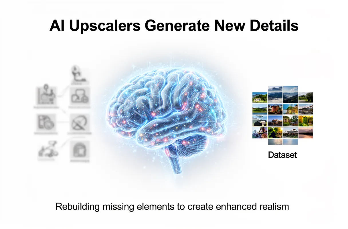 AI Upscalers Actively Generate New Details, Not Just Enhance